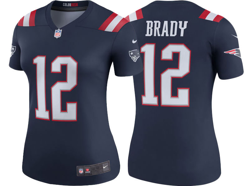 Women New England Patriots #12 Tom Brady Navy Color Rush Legend Jersey
