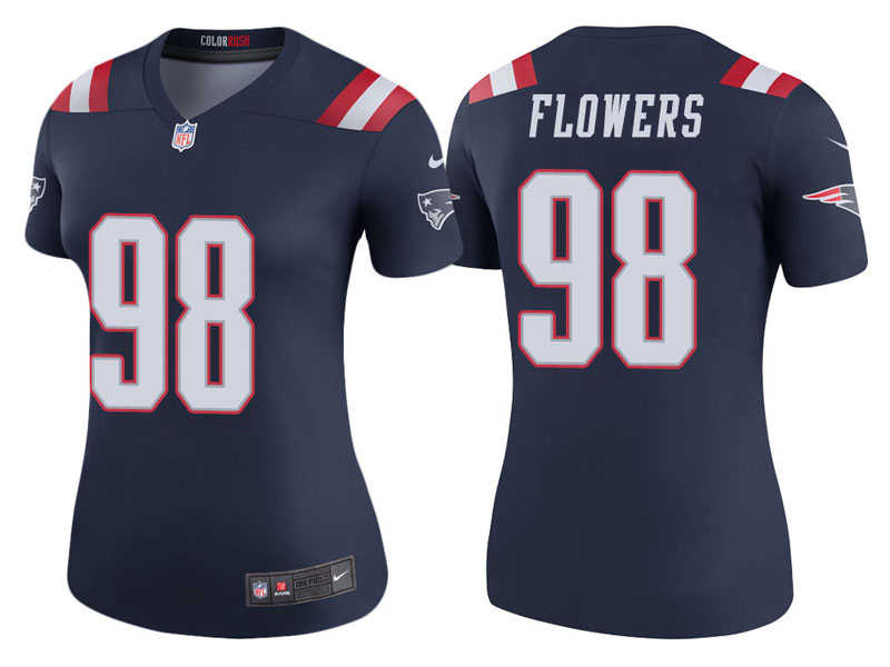 Women New England Patriots #98 Trey Flowers Navy Color Rush Legend Jersey Women New England Patriots #98 Trey Flowers Navy Color Rush Legend Jersey