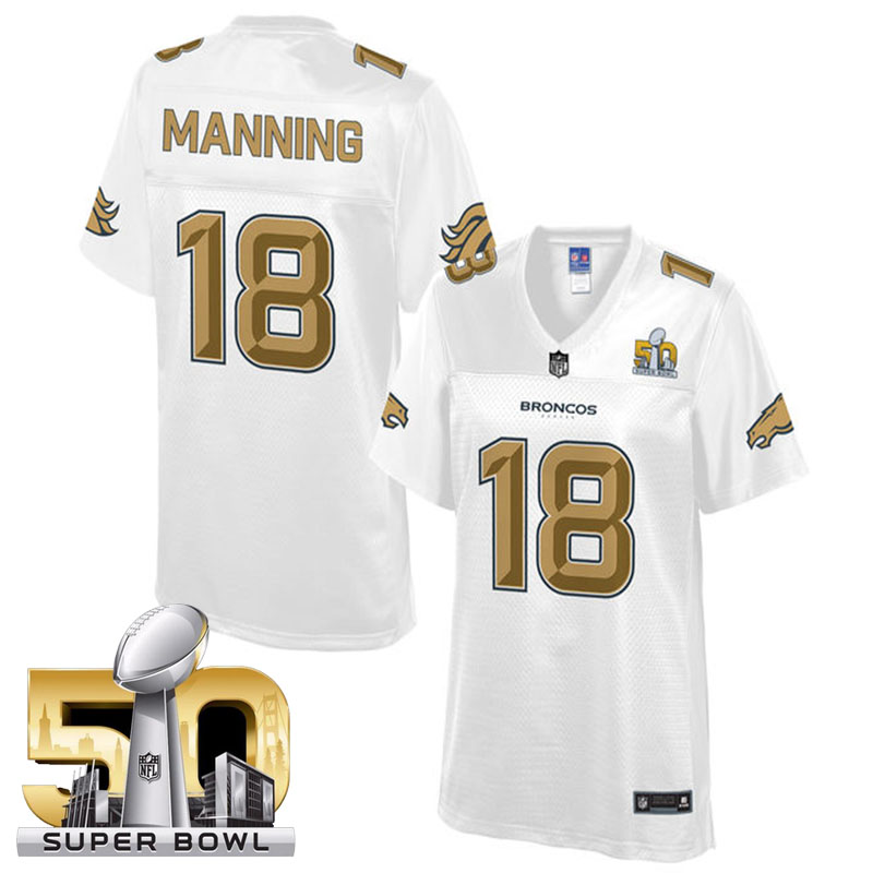 Women Denver Broncos #18 Peyton Manning White 2016 Super Bowl 50 Pro Line Fashion Jersey Women Denver Broncos #18 Peyton Manning White 2016 Super Bowl 50 Pro Line Fashion Jersey