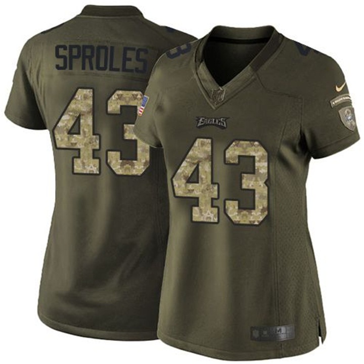 Women Philadelphia Eagles #43 Darren Sproles Green Salute To Service Jersey