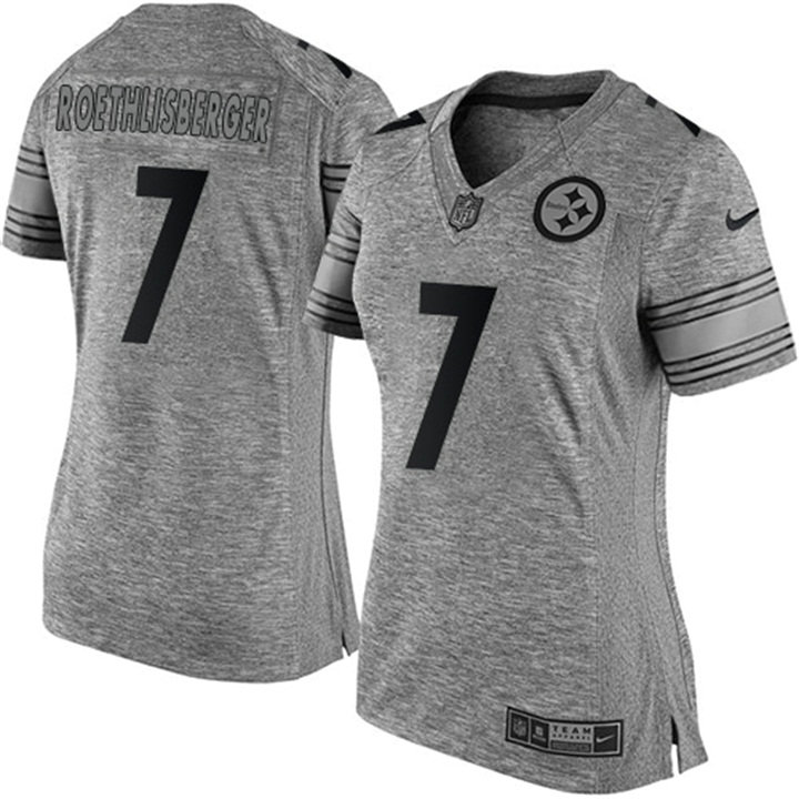Women Pittsburgh Steelers #7 Ben Roethlisberger Gridiron Gray Limited Jersey Women Pittsburgh Steelers #7 Ben Roethlisberger Gridiron Gray Limited Jersey