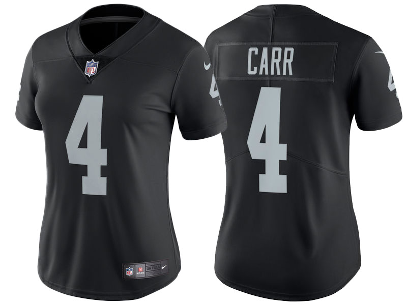 Women 2017 Oakland Raiders #4 Derek Carr Black Vapor Untouchable Limited Player Jersey