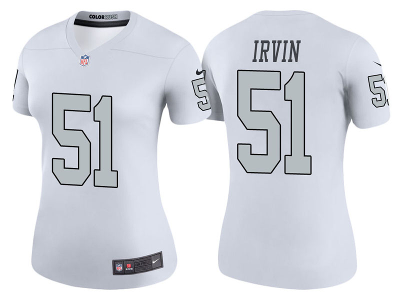 Women Oakland Raiders #51 Bruce Irvin White Color Rush Legend Jersey