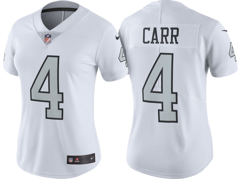 Women Oakland Raiders #4 Derek Carr White Vapor Untouchable Color Rush Limited Player Jersey