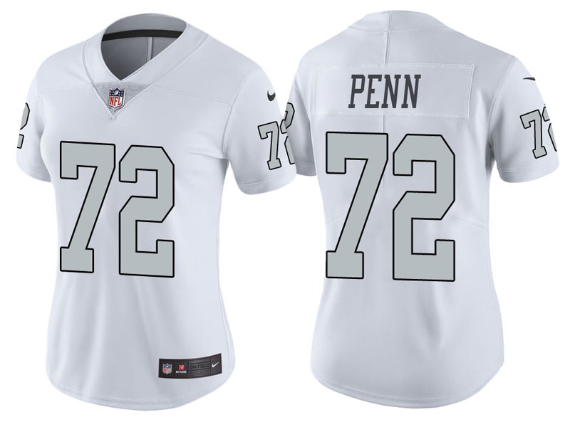 Women Oakland Raiders #72 Donald Penn White Vapor Untouchable Color Rush Limited Jersey Women Oakland Raiders #72 Donald Penn White Vapor Untouchable Color Rush Limited Jersey