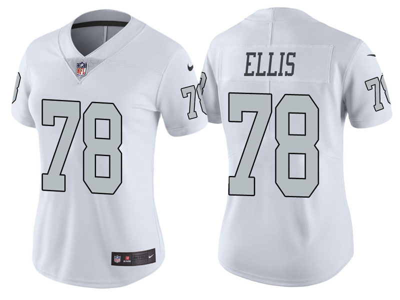 Women Oakland Raiders #78 Justin Ellis White Vapor Untouchable Color Rush Limited Jersey