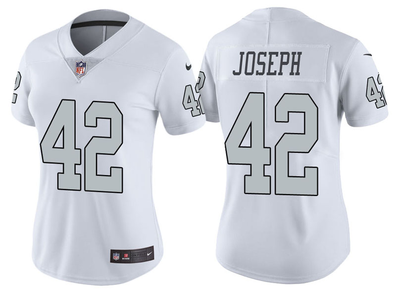 Women Oakland Raiders #42 Karl Joseph White Vapor Untouchable Color Rush Limited Jersey