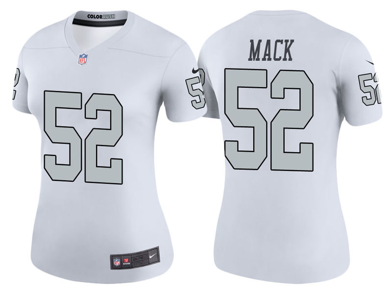Women Oakland Raiders #52 Khalil Mack White Color Rush Legend Jersey Women Oakland Raiders #52 Khalil Mack White Color Rush Legend Jersey