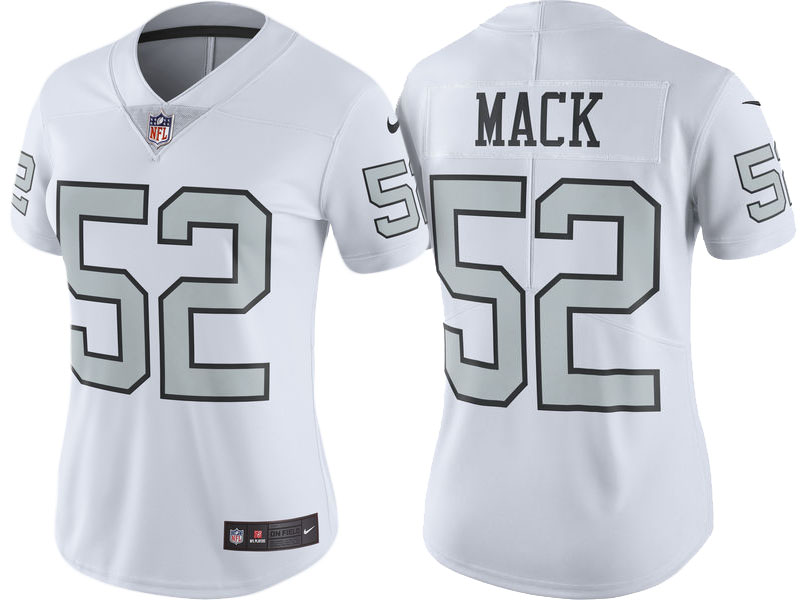Women Oakland Raiders #52 Khalil Mack White Vapor Untouchable Color Rush Limited Player Jersey Women Oakland Raiders #52 Khalil Mack White Vapor Untouchable Color Rush Limited Player Jersey