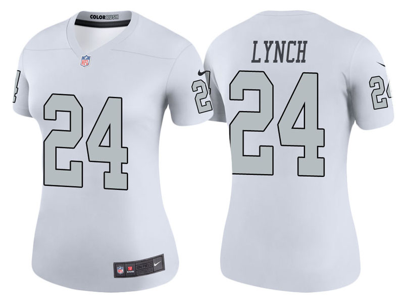 Women Oakland Raiders #24 Marshawn Lynch White Color Rush Legend Jersey Women Oakland Raiders #24 Marshawn Lynch White Color Rush Legend Jersey