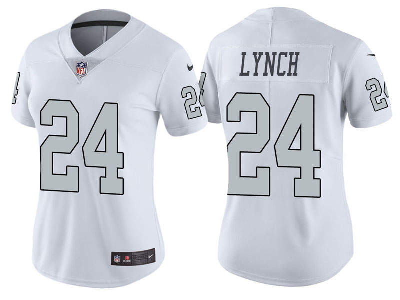 Women Oakland Raiders #24 Marshawn Lynch White Vapor Untouchable Color Rush Limited Jersey Women Oakland Raiders #24 Marshawn Lynch White Vapor Untouchable Color Rush Limited Jersey