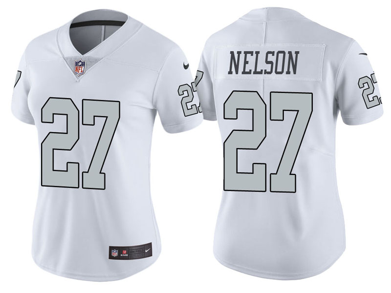 Women Oakland Raiders #27 Reggie Nelson White Vapor Untouchable Color Rush Limited Jersey