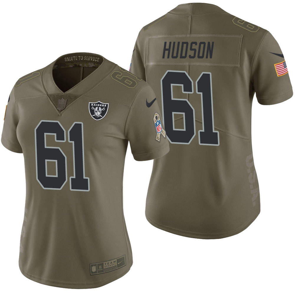 Women Oakland Raiders #61 Rodney Hudson Olive 2017 Salute to Service Limited Jersey