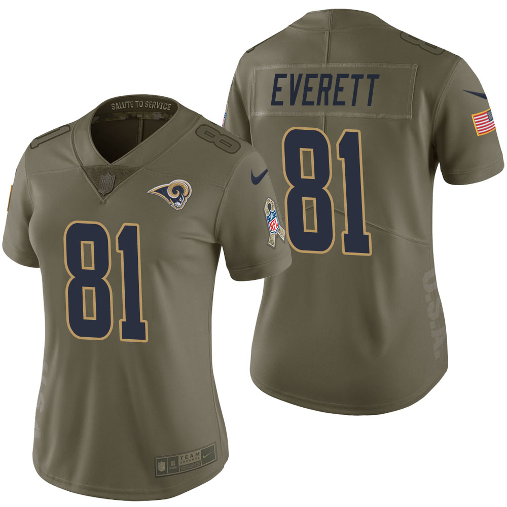 Women Los Angeles Rams #81 Gerald Everett Olive 2017 Salute to Service Limited Jersey