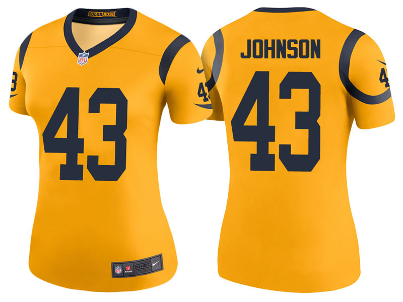 Women Los Angeles Rams #43 John Johnson Gold Color Rush Legend Jersey Women Los Angeles Rams #43 John Johnson Gold Color Rush Legend Jersey