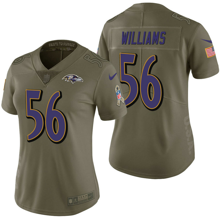 Women Baltimore Ravens Tim Williams Olive 2017 Salute to Service Limited Jersey