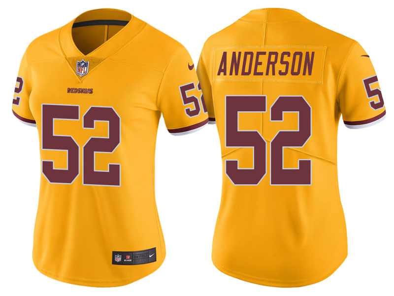 Women Washington Redskins #52 Ryan Anderson Gold Vapor Untouchable Color Rush Limited Jersey Women Washington Redskins #52 Ryan Anderson Gold Vapor Untouchable Color Rush Limited Jersey