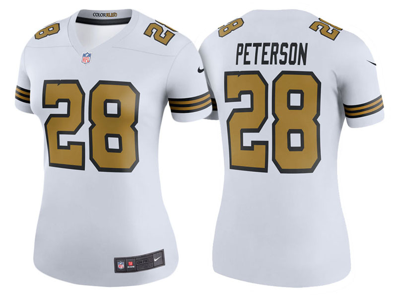 Women New Orleans Saints #28 Adrian Peterson White Color Rush Legend Jersey
