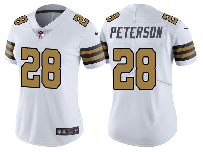Women New Orleans Saints #28 Adrian Peterson White Vapor Untouchable Color Rush Limited Jersey