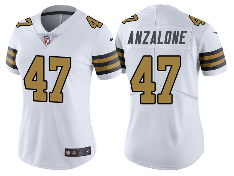 Women New Orleans Saints #47 Alex Anzalone White Vapor Untouchable Color Rush Limited Jersey
