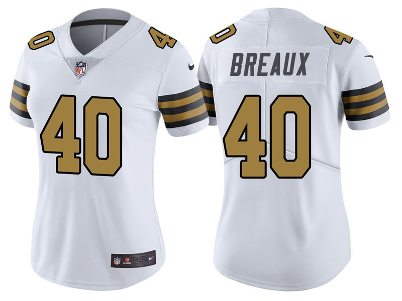 Women New Orleans Saints #40 Delvin Breaux White Vapor Untouchable Color Rush Limited Jersey Women New Orleans Saints #40 Delvin Breaux White Vapor Untouchable Color Rush Limited Jersey