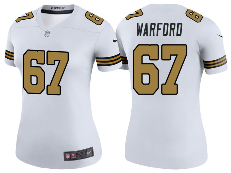 Women New Orleans Saints #67 Larry Warford White Color Rush Legend Jersey