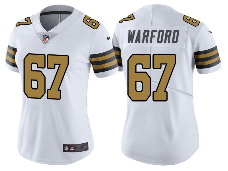 Women New Orleans Saints #67 Larry Warford White Vapor Untouchable Color Rush Limited Jersey