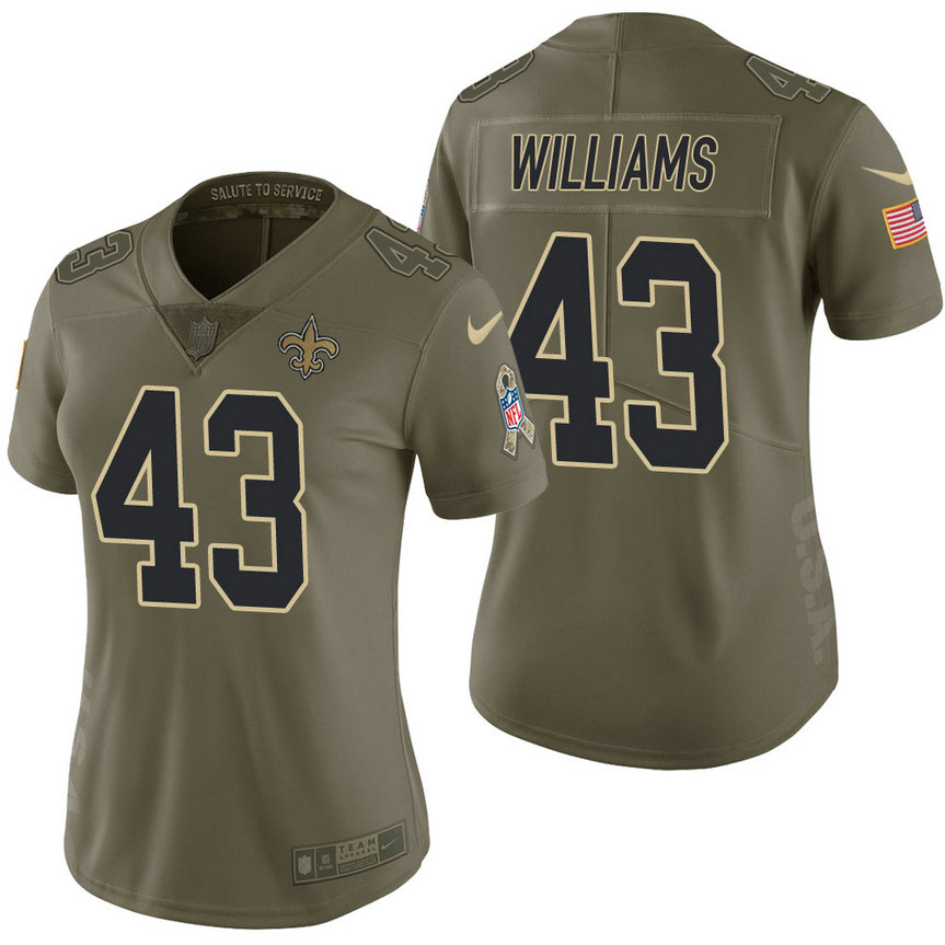 Women New Orleans Saints Marcus Williams Olive 2017 Salute to Service Limited Jersey Women New Orleans Saints Marcus Williams Olive 2017 Salute to Service Limited Jersey
