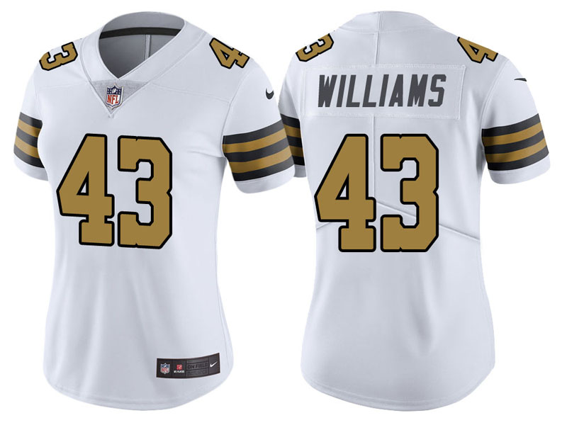 Women New Orleans Saints #43 Marcus Williams White Vapor Untouchable Color Rush Limited Jersey