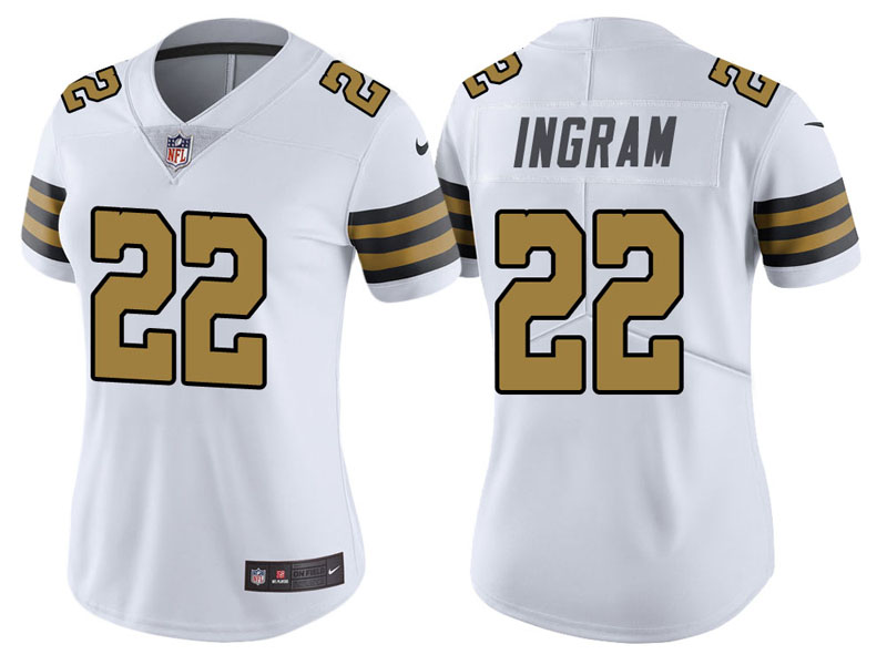 Women New Orleans Saints #22 Mark Ingram White Vapor Untouchable Color Rush Limited Jersey Women New Orleans Saints #22 Mark Ingram White Vapor Untouchable Color Rush Limited Jersey