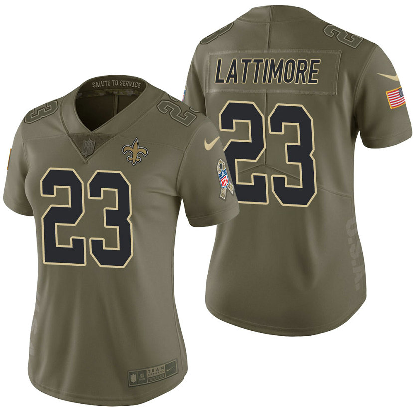 Women New Orleans Saints Marshon Lattimore Olive 2017 Salute to Service Limited Jersey