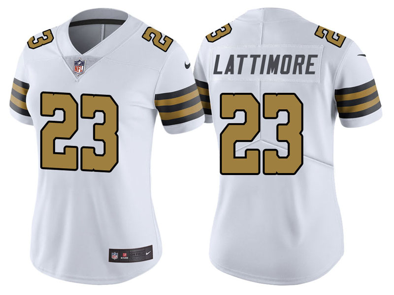 Women New Orleans Saints #23 Marshon Lattimore White Vapor Untouchable Color Rush Limited Jersey