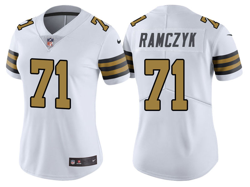 Women New Orleans Saints #71 Ryan Ramczyk White Vapor Untouchable Color Rush Limited Jersey