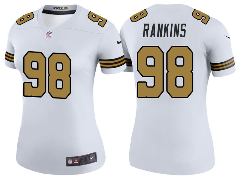 Women New Orleans Saints #98 Sheldon Rankins White Color Rush Legend Jersey Women New Orleans Saints #98 Sheldon Rankins White Color Rush Legend Jersey