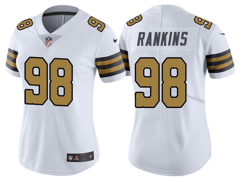 Women New Orleans Saints #98 Sheldon Rankins White Vapor Untouchable Color Rush Limited Jersey Women New Orleans Saints #98 Sheldon Rankins White Vapor Untouchable Color Rush Limited Jersey