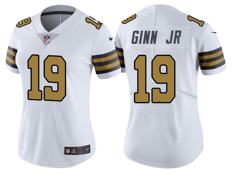 Women New Orleans Saints #19 Ted Ginn Jr White Vapor Untouchable Color Rush Limited Jersey Women New Orleans Saints #19 Ted Ginn Jr White Vapor Untouchable Color Rush Limited Jersey