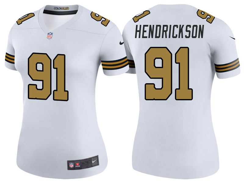 Women New Orleans Saints #91 Trey Hendrickson White Color Rush Legend Jersey