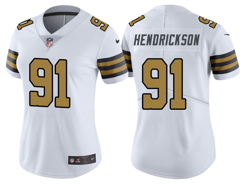 Women New Orleans Saints #91 Trey Hendrickson White Vapor Untouchable Color Rush Limited Jersey