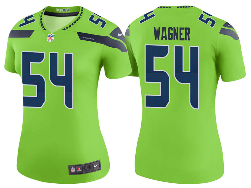 Women Seattle Seahawks #54 Bobby Wagner Neon Green Color Rush Legend Jersey Women Seattle Seahawks #54 Bobby Wagner Neon Green Color Rush Legend Jersey
