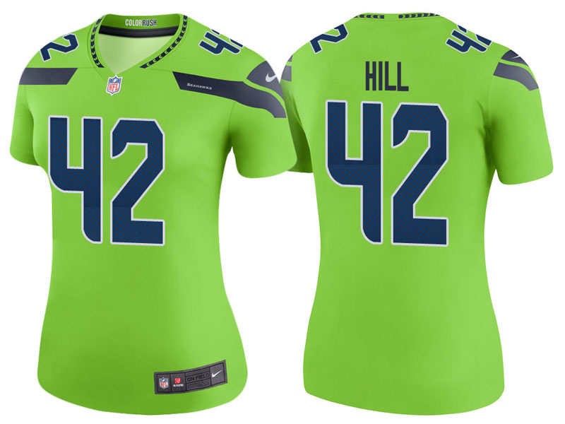 Women Seattle Seahawks #42 Delano Hill Neon Green Color Rush Legend Jersey Women Seattle Seahawks #42 Delano Hill Neon Green Color Rush Legend Jersey