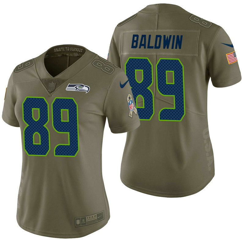 Women Seattle Seahawks #89 Doug Baldwin Olive 2017 Salute to Service Limited Jersey Women Seattle Seahawks #89 Doug Baldwin Olive 2017 Salute to Service Limited Jersey