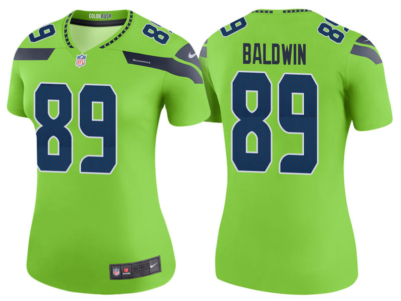 Women Seattle Seahawks #89 Doug Baldwin Neon Green Color Rush Legend Jersey Women Seattle Seahawks #89 Doug Baldwin Neon Green Color Rush Legend Jersey