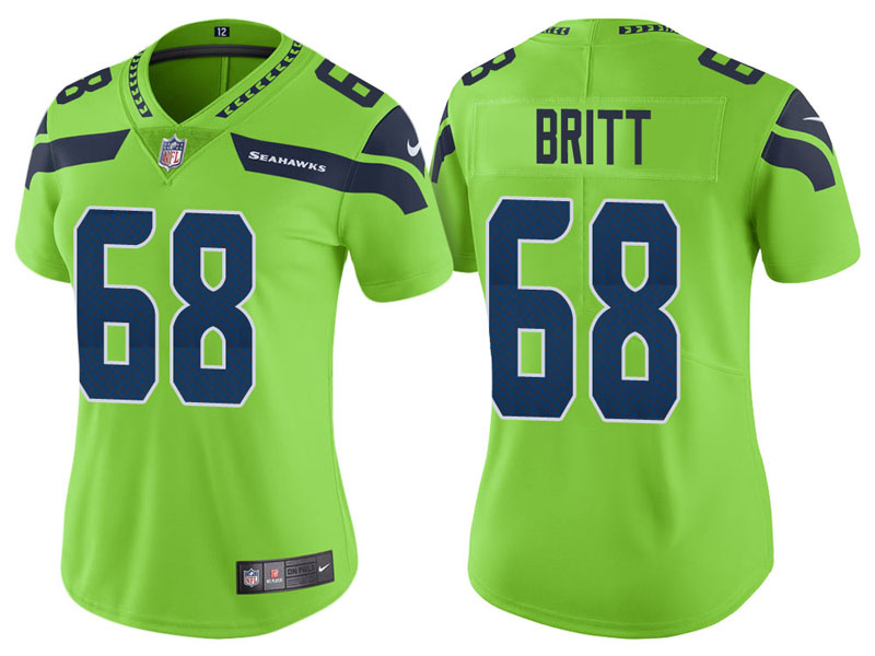 Women Seattle Seahawks #68 Justin Britt Neon Green Vapor Untouchable Color Rush Limited Jersey Women Seattle Seahawks #68 Justin Britt Neon Green Vapor Untouchable Color Rush Limited Jersey