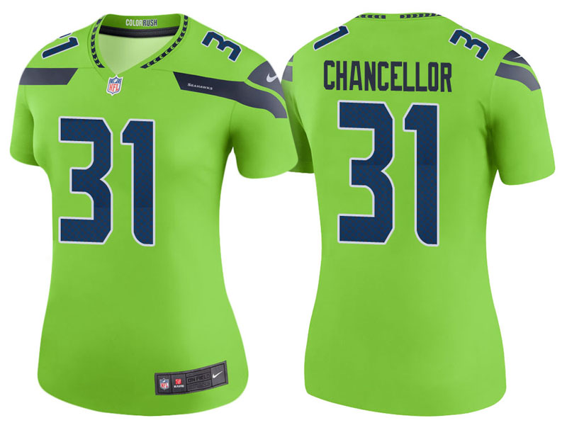 Women Seattle Seahawks #31 Kam Chancellor Neon Green Color Rush Legend Jersey Women Seattle Seahawks #31 Kam Chancellor Neon Green Color Rush Legend Jersey