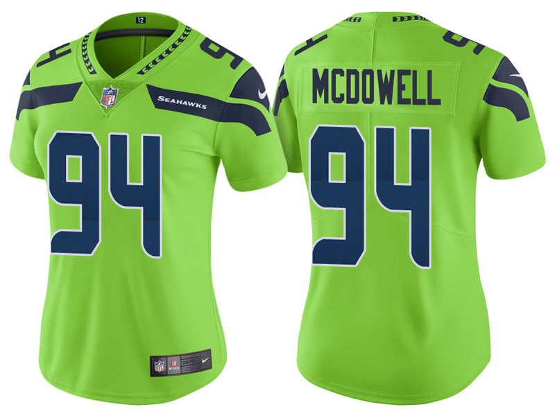 Women Seattle Seahawks #94 Malik McDowell Neon Green Vapor Untouchable Color Rush Limited Jersey Women Seattle Seahawks #94 Malik McDowell Neon Green Vapor Untouchable Color Rush Limited Jersey