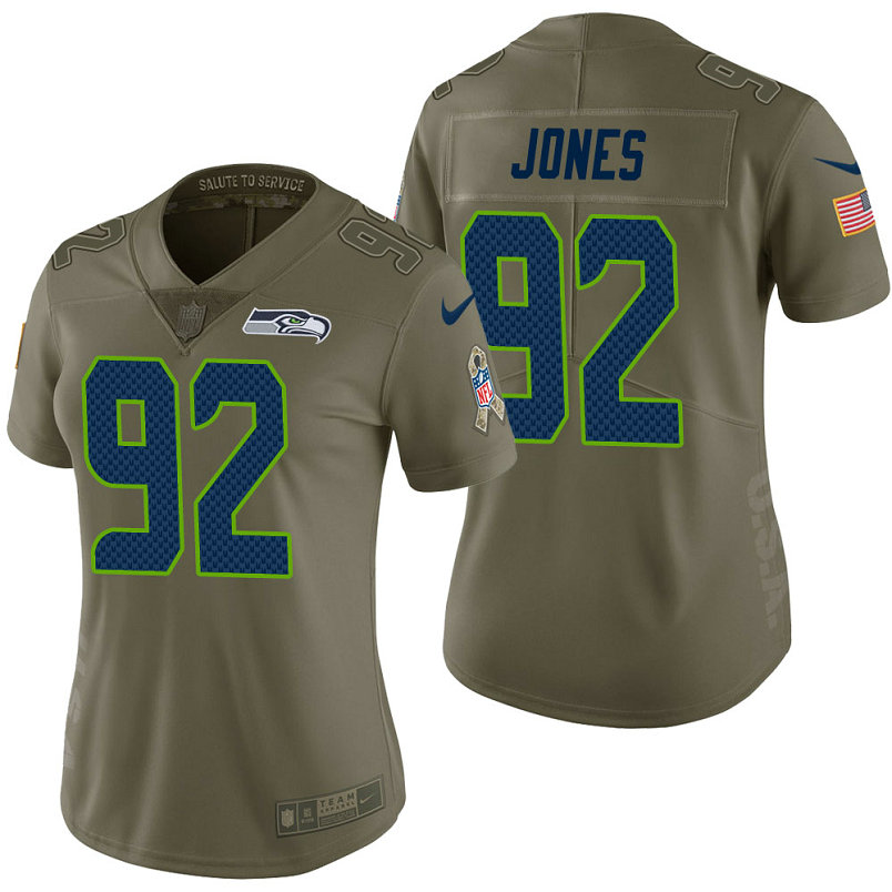 Women Seattle Seahawks #92 Nazair Jones Olive 2017 Salute to Service Limited Jersey Women Seattle Seahawks #92 Nazair Jones Olive 2017 Salute to Service Limited Jersey