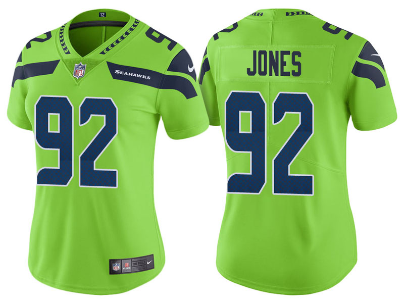 Women Seattle Seahawks #92 Nazair Jones Neon Green Vapor Untouchable Color Rush Limited Jersey Women Seattle Seahawks #92 Nazair Jones Neon Green Vapor Untouchable Color Rush Limited Jersey