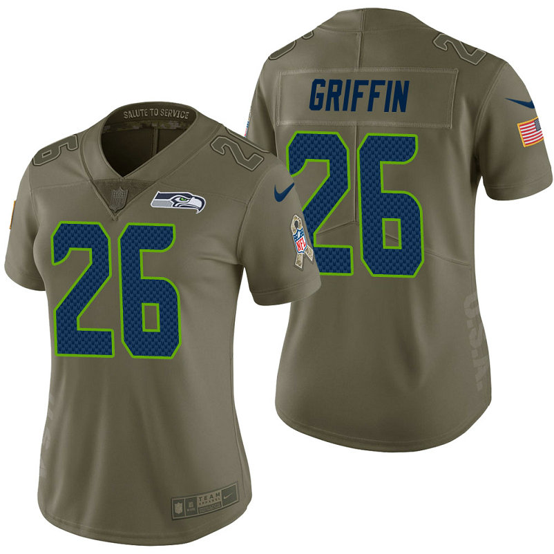 Women Seattle Seahawks #26 Shaquill Griffin Olive 2017 Salute to Service Limited Jersey