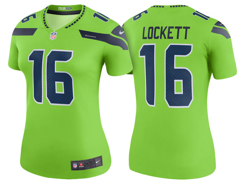 Women Seattle Seahawks #16 Tyler Lockett Neon Green Color Rush Legend Jersey Women Seattle Seahawks #16 Tyler Lockett Neon Green Color Rush Legend Jersey