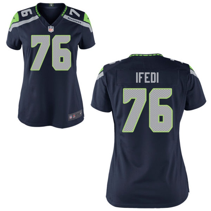 Women Seattle Seahawks #76 Germain Ifedi Navy Game Jersey Women Seattle Seahawks #76 Germain Ifedi Navy Game Jersey
